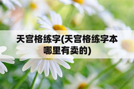 天宫格练字(天宫格练字本哪里有卖的)