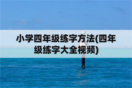 小学四年级练字方法(四年级练字大全视频)