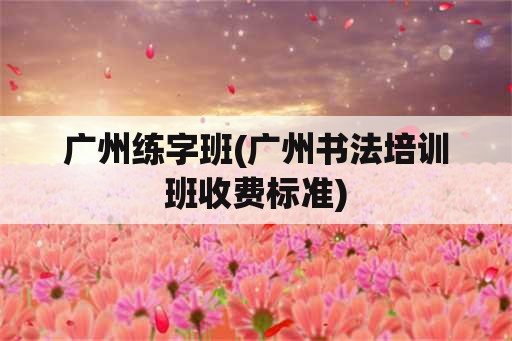 广州练字班(广州书法培训班收费标准)