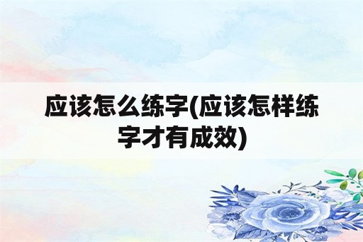 应该怎么练字(应该怎样练字才有成效)