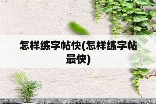 怎样练字帖快(怎样练字帖最快)