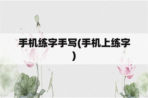 手机练字手写(手机上练字)