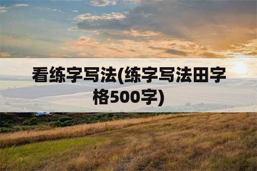 看练字写法(练字写法田字格500字)