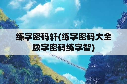 练字密码轩(练字密码大全数字密码练字智)