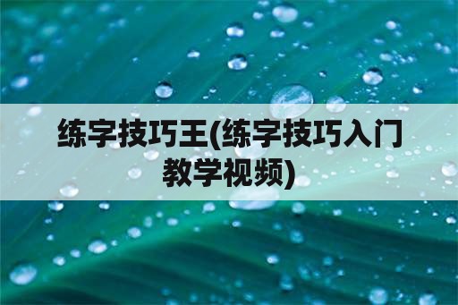 练字技巧王(练字技巧入门教学视频)