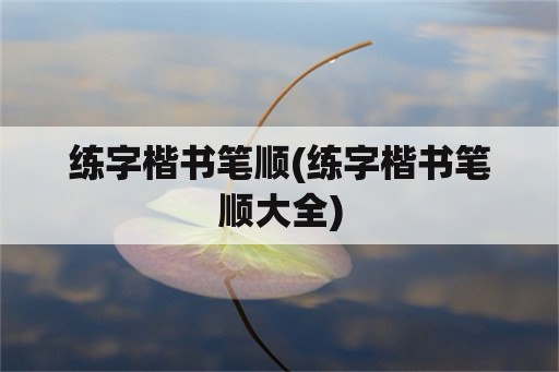 练字楷书笔顺(练字楷书笔顺大全)