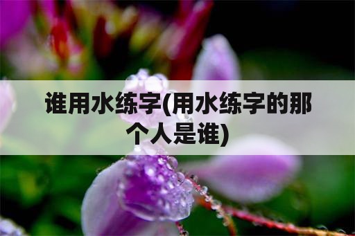 谁用水练字(用水练字的那个人是谁)