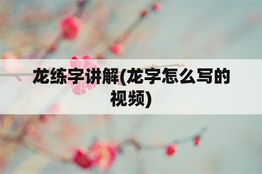 龙练字讲解(龙字怎么写的视频)