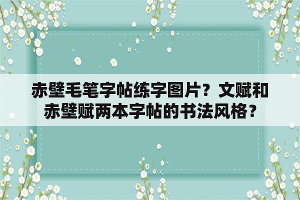 赤壁毛笔字帖练字图片？文赋和赤壁赋两本字帖的书法风格？